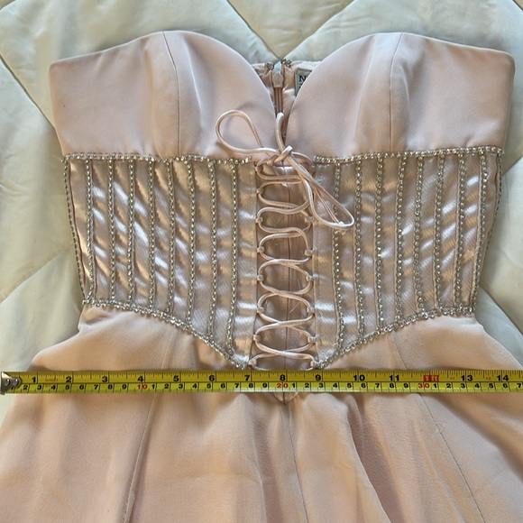 Vintage Niteline Blush Pink Fit & Flare Strapless Silk Mini Cocktail Dress Siz 2 - Picture 14 of 17